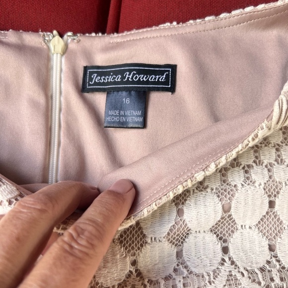 NWT Jessica Howard Lace Overlay Cream Dress Size 16 - Picture 9 of 9